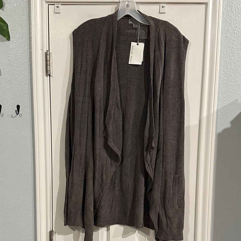Barefoot Dreams Mineral Grey Cozy Chic Ultra Lite Shawl Vest NWT Women’s 1X